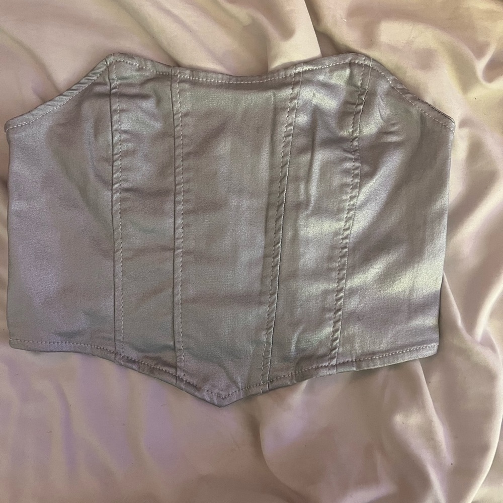 silver corset style tube top